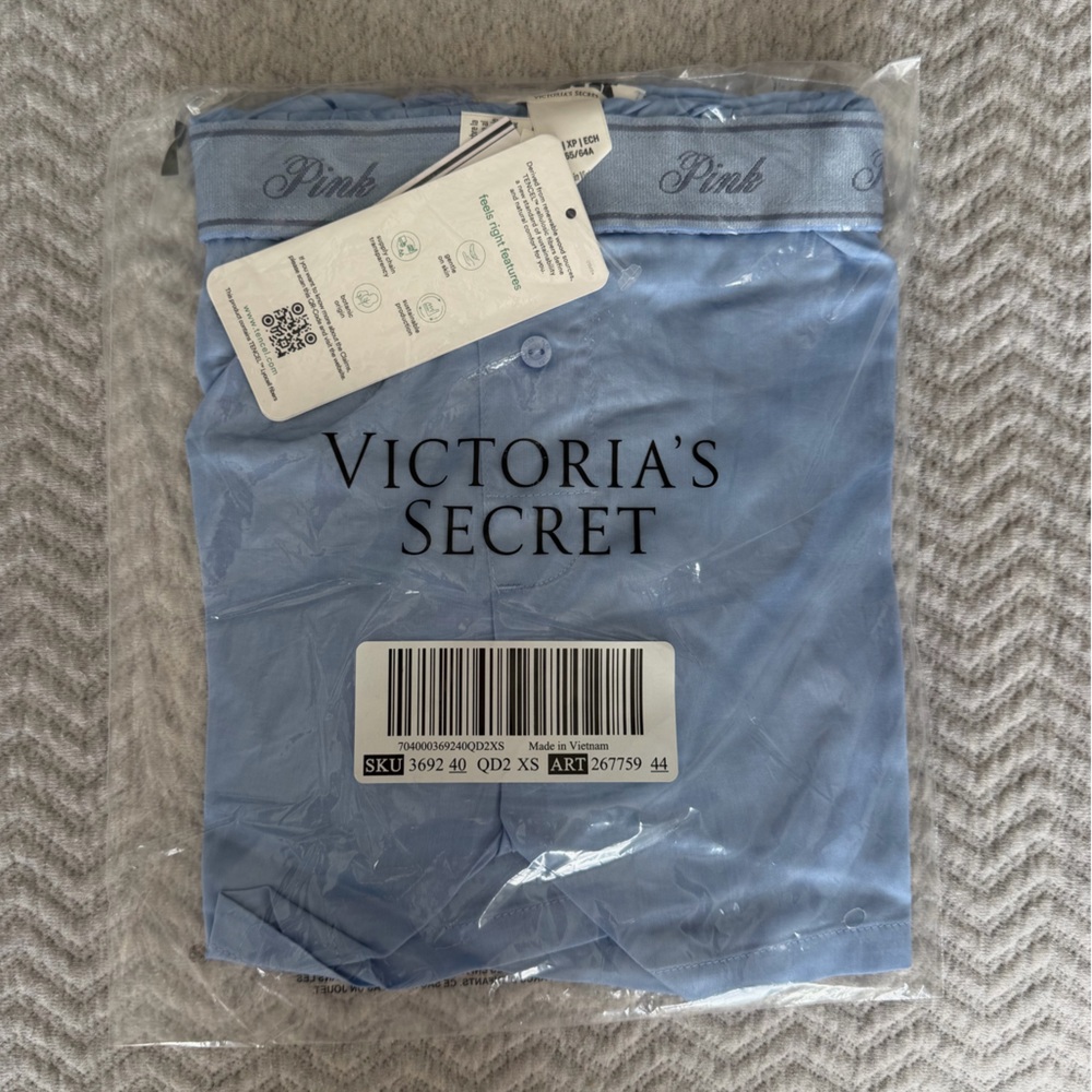 Victoria Secret PINK Tencel Pajama Shorts Blue XS Soft Lounge Sleep NWT - Picture 3 of 6